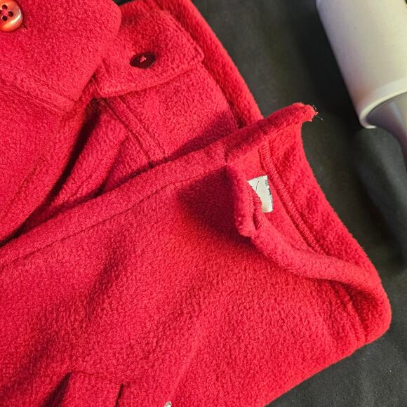 Quacker Factory Red Fleece Jacket Size M Rhinestone Blingy Grandmacore Mature - Picture 12 of 12